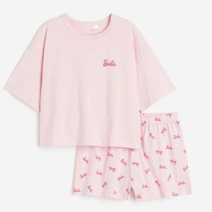 BARBIE X H&M Collab Pajama Set Shorts T-Shirt Pink Women’s Size Small Sleepwear